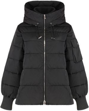 Pinko Short Hooded Down Jacket Crusca Polyester Puffer - Black
