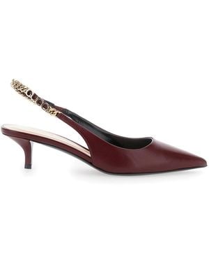 Gucci Ancora Slingback Pumps With Lettering Calf Skin - Brown