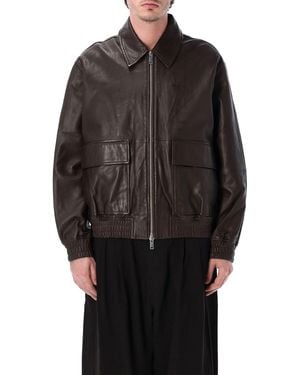 Studio Nicholson Leather Bomber - Black