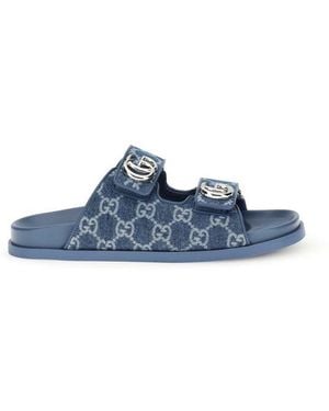 Gucci Cotton Flat Sandals - Blue