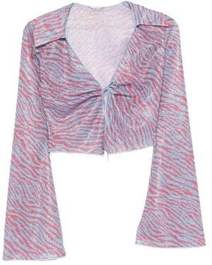 Oséree Animalier Zebra-Print Slim-Fit Top - Purple