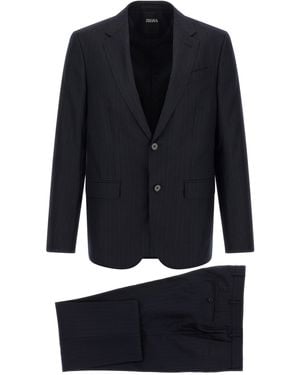 ZEGNA Zegna Pinstriped Wool Pant Suit - Blue