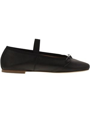 Anniel Leather Ballerina And Elastic Band - Black
