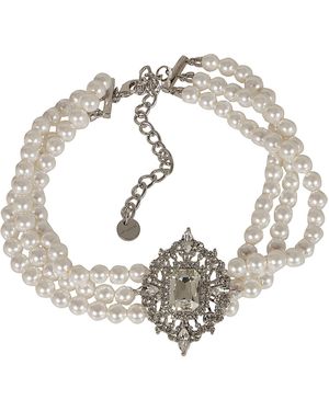 Self-Portrait Crystal Pearl Choker Copper Gioielli - White