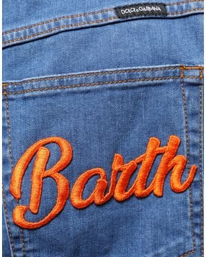 Dolce & Gabbana Embellished Wide Cropped Denim Jeans Cotton Elastane Clothing - Blue