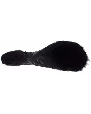 Dolce & Gabbana Xiangao Lamb Fur Leather Boots Shoes - Black