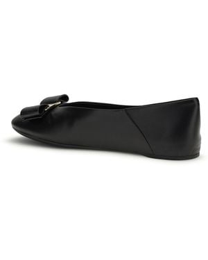 Ferragamo Ballerina Flats Vara Bow Calf Leather Shoes - White