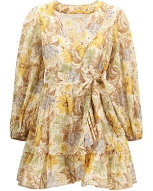 Zimmermann Daylight Wrap Mini Dress Cotton - Metallic