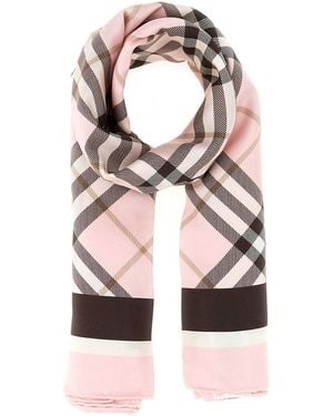 Burberry Embroidered Silk Foulard - Pink