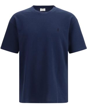 Saint Laurent Cassandre Piquã T-Shirt - Blue