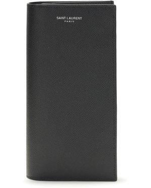Saint Laurent Grained Leather Wallet Calf Bos Taurus - Black