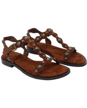 Ash Sandals Suede Leather/Rubber Sole - Brown