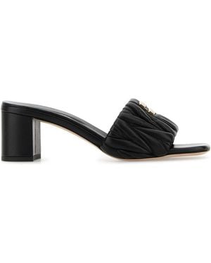 Miu Miu Nappa Leather Mules - Black
