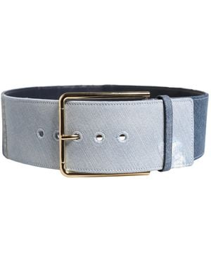 Dolce & Gabbana Two Tone Denim Metal Buckle Belt Cotton - Grey
