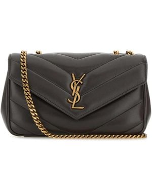 Saint Laurent Dark Leather Small Loulou Shoulder Bag - Black