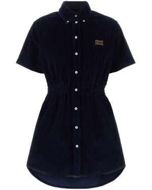 Miu Miu Corduroy Shirt Mini Dress - Blue