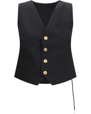 Sacai Twill Vest Polyester; Wool Blazers & Vests - Black