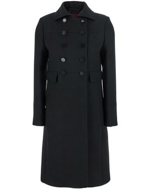 Gucci Double-Breasted Coat With Spread Collar - Black