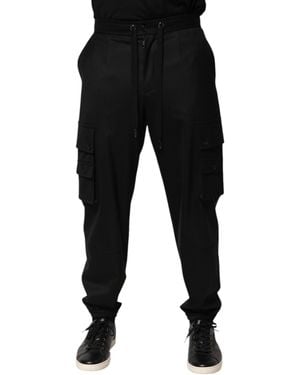 Dolce & Gabbana Cargo Trousers Drawstring Waist - Black