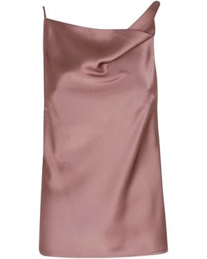 Alysi Top Liquid Satin Asimmetrico Acetate Viscose - Purple