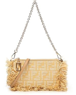 Fendi Ff Jacquard Baguette Pouch - Natural