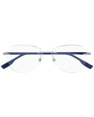 Montblanc Eyeglasses Round Rimless, Frame And Clear Demo Lens Mb0186O001 - Blue
