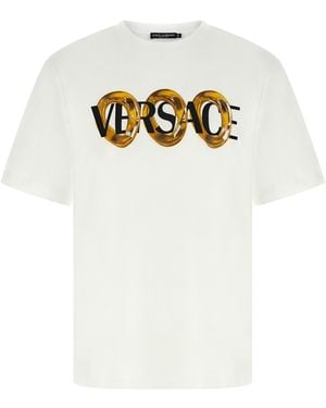 Versace Bold Front Logo Print T-Shirt - White