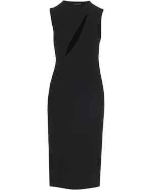 Versace Cut-Out Midi Dress With Side Split - Black