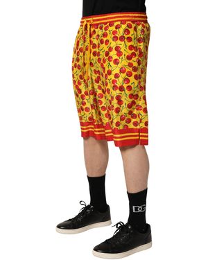 Dolce & Gabbana Cherry Print Silk Bermuda Shorts - Orange