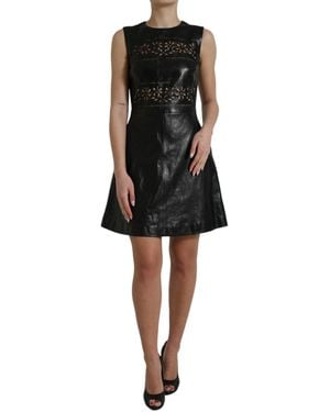 RED Valentino Shiny Nylon Cut Out A-Line Mini Dress - Black