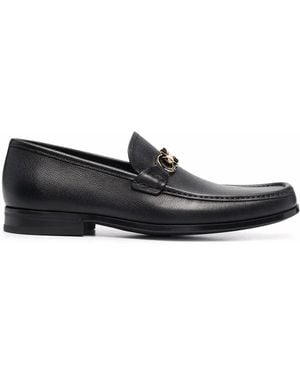 Ferragamo Gancini-Plaque Leather Loafers - Black