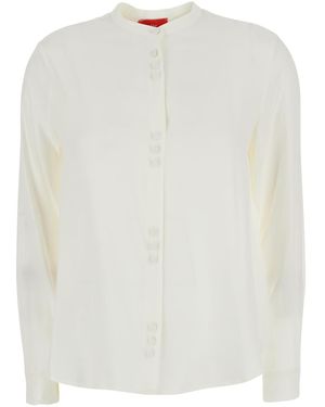..,merci Shirt Cam030Pcoconut With Traditional Collar And Long Sleeves Cotton For Blouses - White