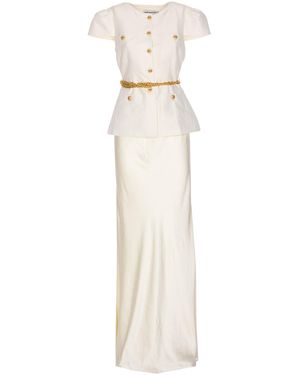 Self-Portrait Chain Belt Maxi Dress - White