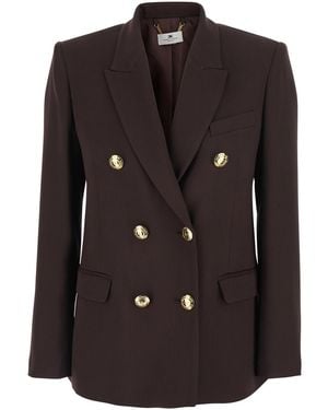Elisabetta Franchi Double-Breasted Jacket Viscose - Black
