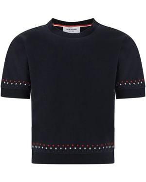 Thom Browne Snowflakes T-Shirt Cotton T-Shirts - Blue