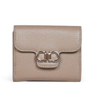 Ferragamo Compact Wallet Gancini Calfskin Calf Leather & Purses - Gray