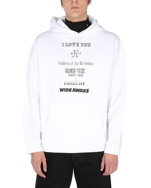 Raf Simons Graphic Print Hoodie With Drawstring - White