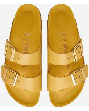 Birkenstock Leather Sandals Arizona Slippers - Yellow