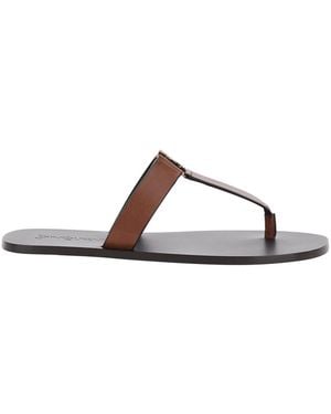 Saint Laurent Sandals Babylone Leather Calf - Brown