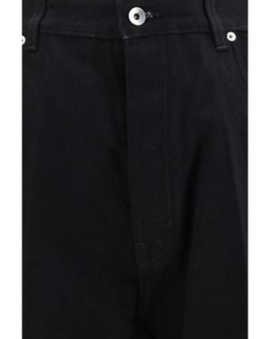 Rick Owens Wide-Leg Jeans With Frayed Hem Cotton - Black