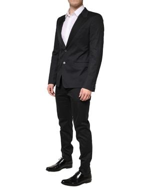 Dolce & Gabbana Cotton Single Breasted 2 Piece Suit Elastane Nylon Silk - Black