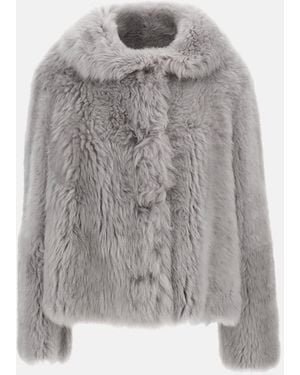 DESA NINETEENSEVENTYTWO Shearling Trapeze Jacket - Grey