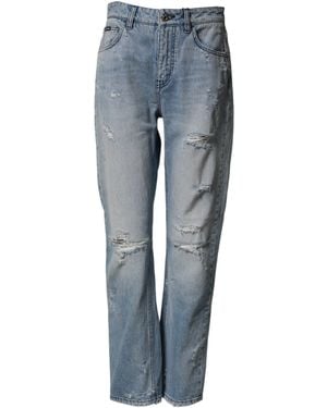 Dolce & Gabbana Lightblue Ripped Washed Boyfriend Denim Jeans Co+02 Clothing