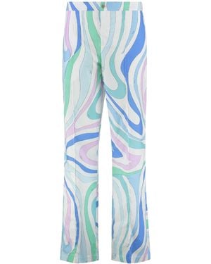Emilio Pucci Printed Cotton Trousers - Blue