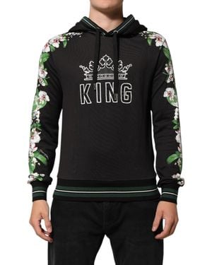 Dolce & Gabbana King Black Orchid Floral Crown Logo Hoodie Jumper
