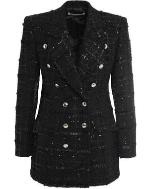 Alessandra Rich Double-Breasted Jacket Polyamide Blazers - Black