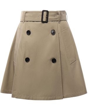 Burberry Cotton Gabardine Trench Miniskirt - Natural