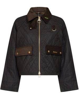 Barbour Quilted Waxed Cotton And Tartan Fabric Spey Jacket - Black