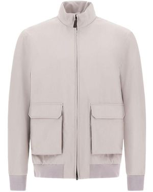 Herno Pearl Loro Piana 3 Layers Wool Storm Fabric Bomber Jacket With Bellows Pocket<Br - White