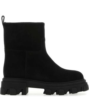 Gia Borghini Suede Ankle Boots - Black